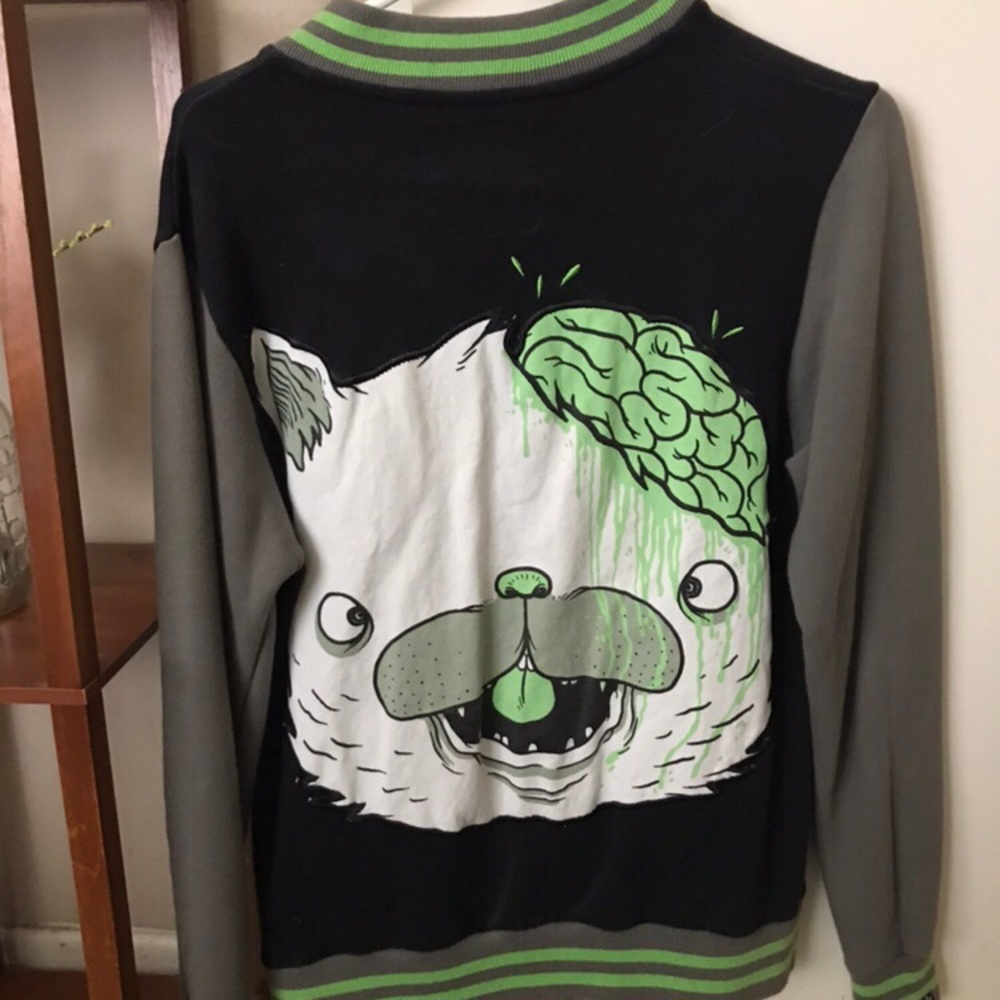 Drop dead kitty brainz varsity jacket